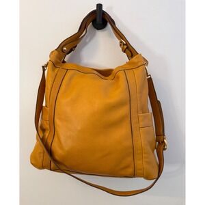 Stunning Presa Pebbled Leather Handbag in Vibrant Honey/Mustard Tone
